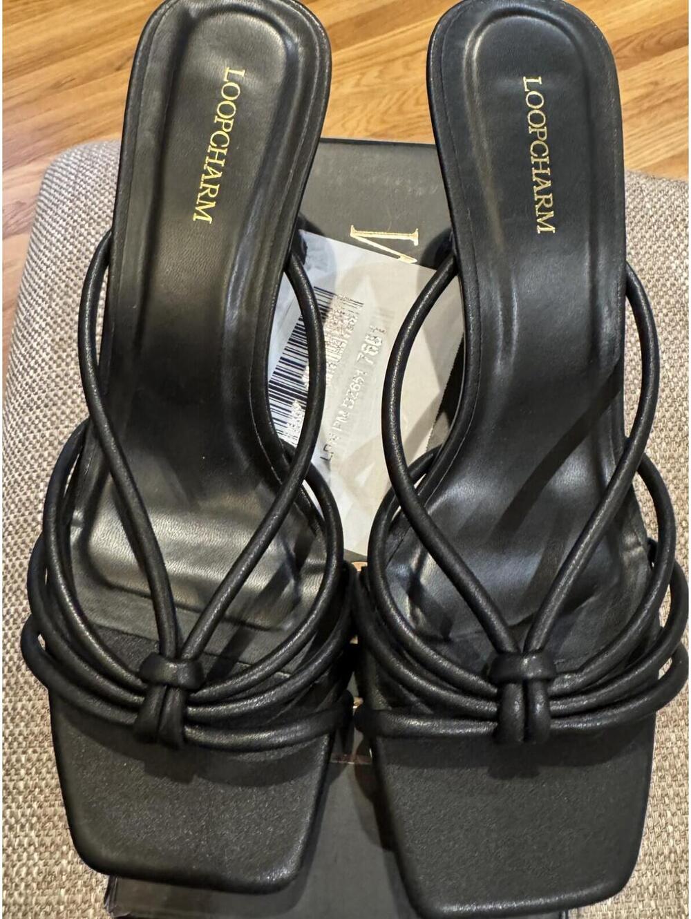 Womens Loopcharm Black Aileen Strappy Open Toe Shoes 7.5M